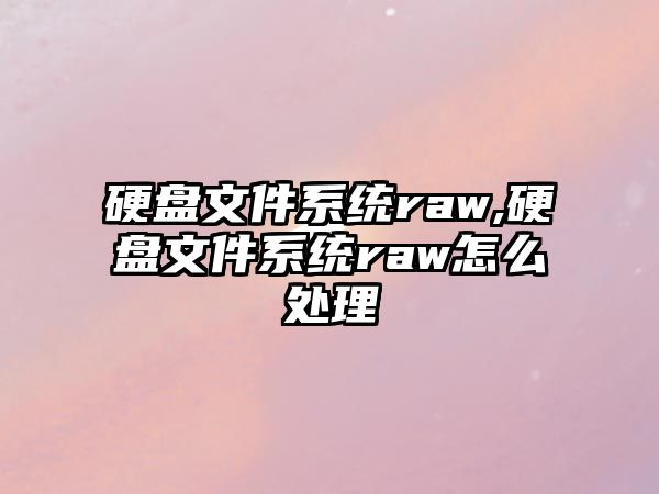 硬盤文件系統(tǒng)raw,硬盤文件系統(tǒng)raw怎么處理