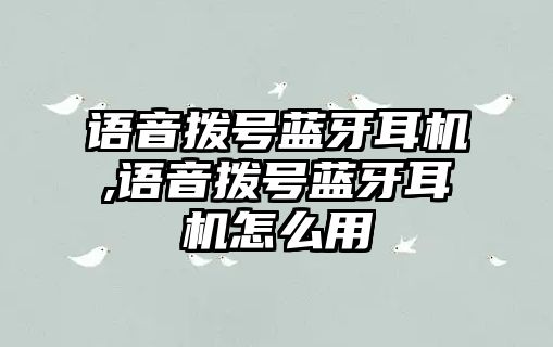 語音撥號(hào)藍(lán)牙耳機(jī),語音撥號(hào)藍(lán)牙耳機(jī)怎么用